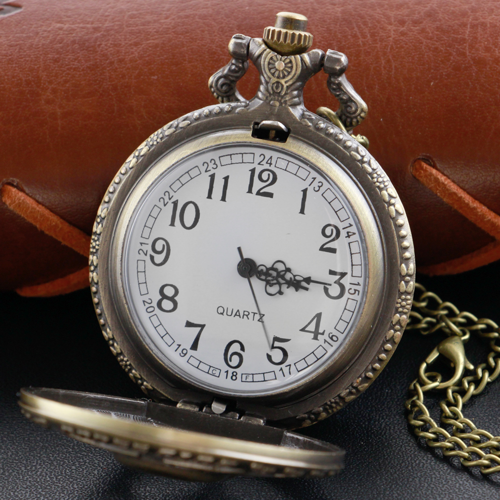 Wenefang Fashion New Anime Mask Character Steampunk Roman Digital Quartz Pocket Watch Necklace Pendant Clock Chain Men's and Women's Gift