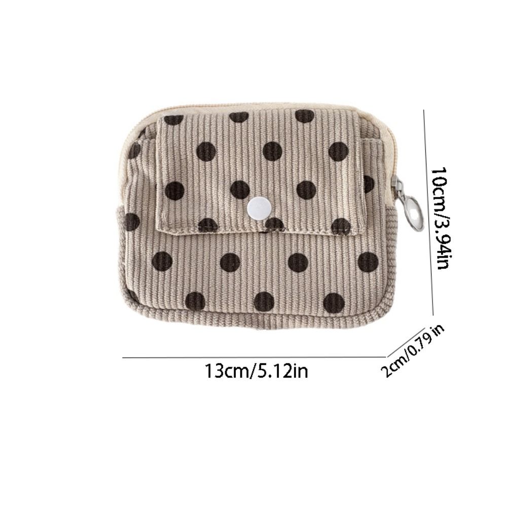 Multifunctional Leopard Print Corduroy Printed Storage Bag Bow Polka Dot Ethnic Style Coin Purse Retro Cute Small Cosmetic Bag Girls