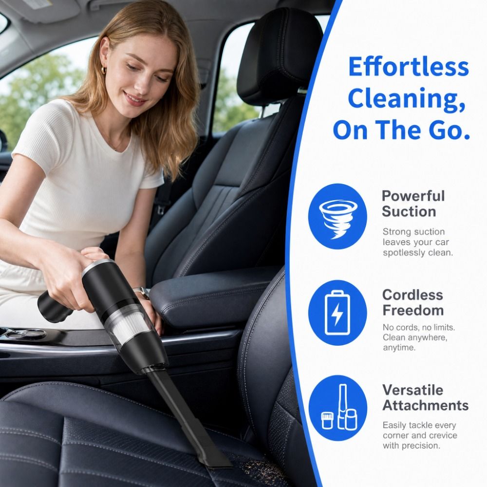 Cordless Portable Car Vacuum Cleaner Wet And Dry Handheld Wireless Vacuum Cleaner Strong Suction Powerful Motor Handheld Dust Remover Home Use