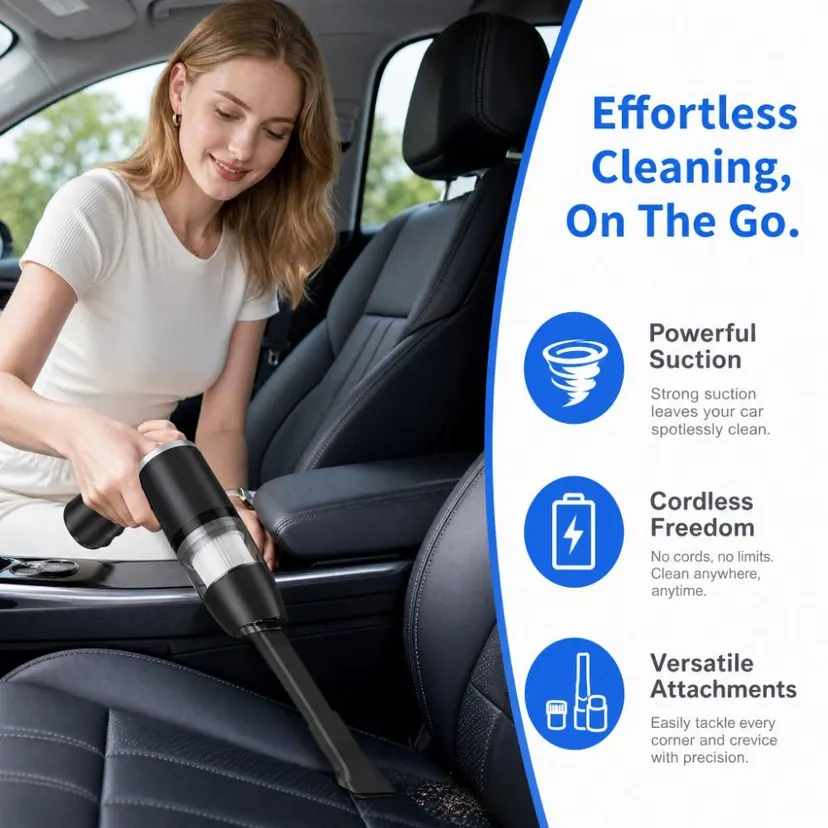 Cordless Portable Car Vacuum Cleaner Wet And Dry Handheld Wireless Vacuum Cleaner Strong Suction Charging Handheld Dust Remover Sofa Cleaning