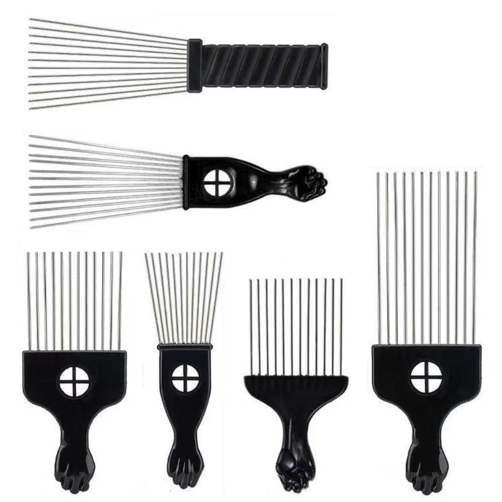 Hair Accessories Black Fist Afro Metal Comb Wide Anti-Static African Hair Pik Comb Brush Anti-slip Durable American Pick Hair Combs Barber