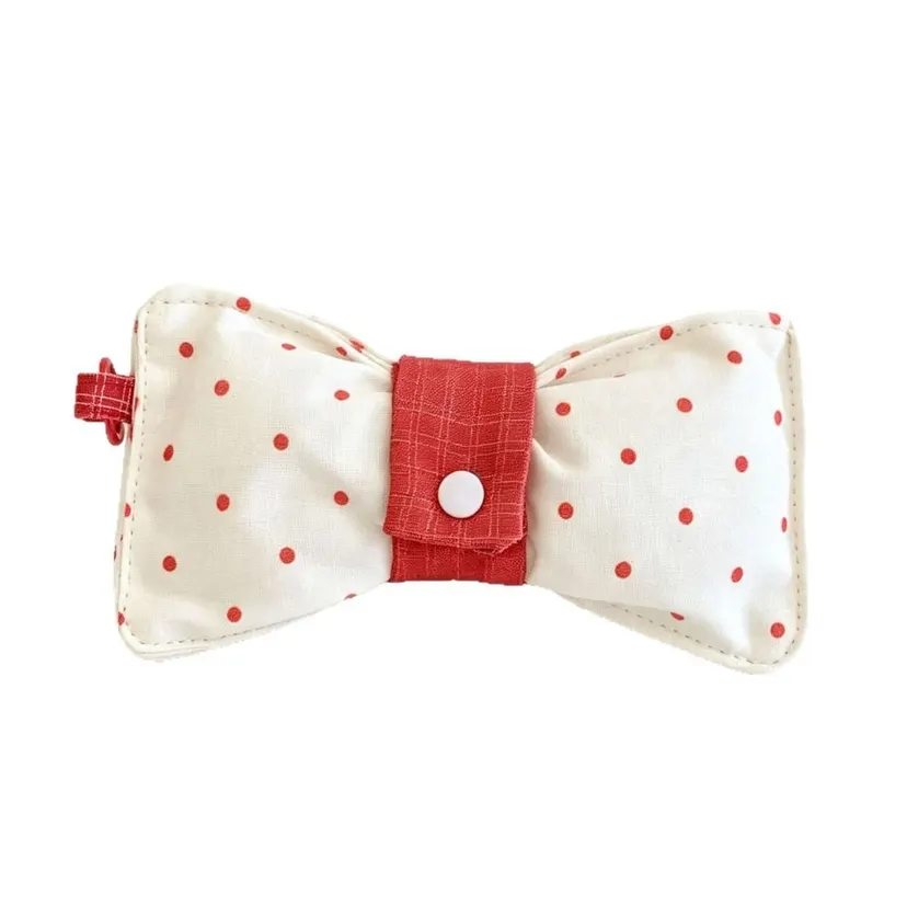 High Quality Bowknot Shape Eyeglasses Pouch Anti-Pressure Portable Glasses Bag Snap Button Hanging Glasses Case