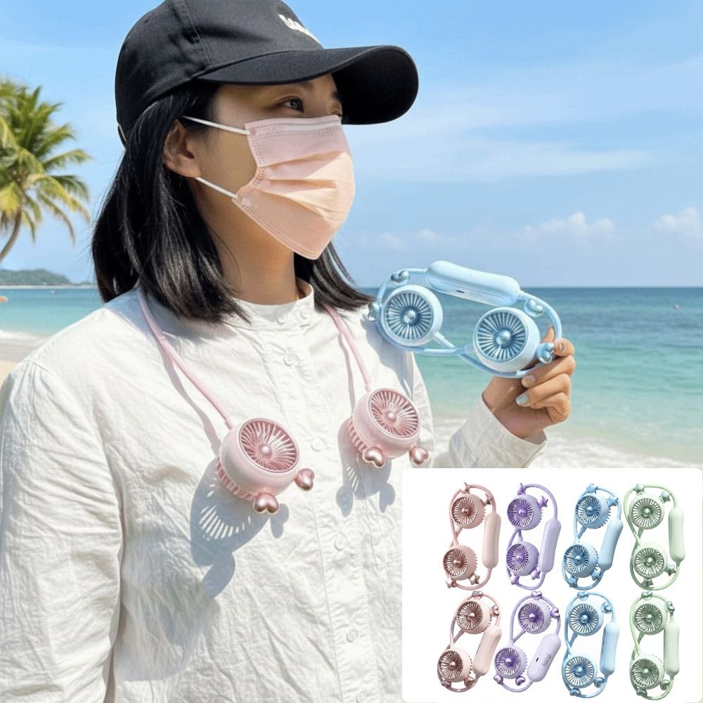 Shining Stars Foldable Design Hanging Neck Fan Quiet Operation Hanging Portable Neck Fan Rechargeable Hands Free Fan Office Use