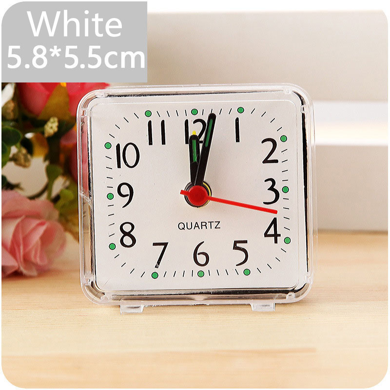 【New Trend】Alarm Clock Square Small Bed Compact Travel Clocks Mini Children Student Desk Bedside Desk Table Home Quartz Beep Cute Portable