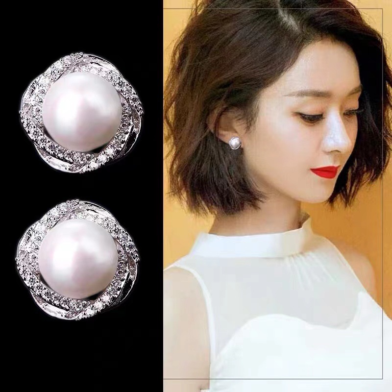 【Top Picks】genuine goods New Natural Pearl Earrings Women's All-match Bird's Nest Earrings Hong Kong-style Pearl Earrings Small Jewelry
