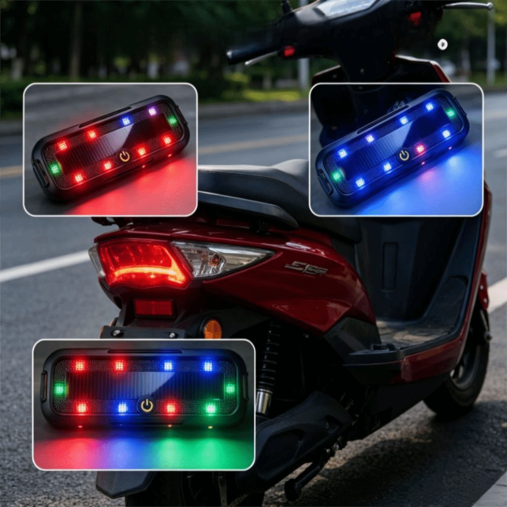 Safety Accessory Solar-Powered Solar LED Warning Strobe Light LED Self-Adhesive Rear Safety Flash Lamp Waterproof Performance Rechargeable Lithium Cell Solar-Powered LED Rear Warning Light Night