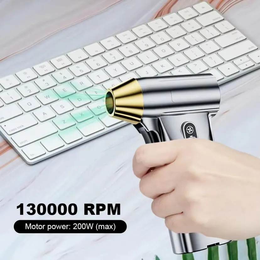 Strong Airflow 130000RPM Violent Turbo Fan Type-C Charging Wind Speed 52m/s Turbofan Air Blower Handheld Device 4000mAh Battery Powerful Dust Blower Home Cleaning