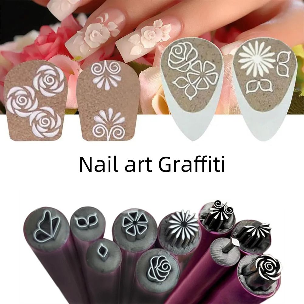 6/10/15pcs Creative Floral Butterfly Pattern Nail Art Pen Set Flower Painting Drawing DIY Nail Brush Pen Stamping Plate Nail Graffiti Pen Nail Painting Tool
