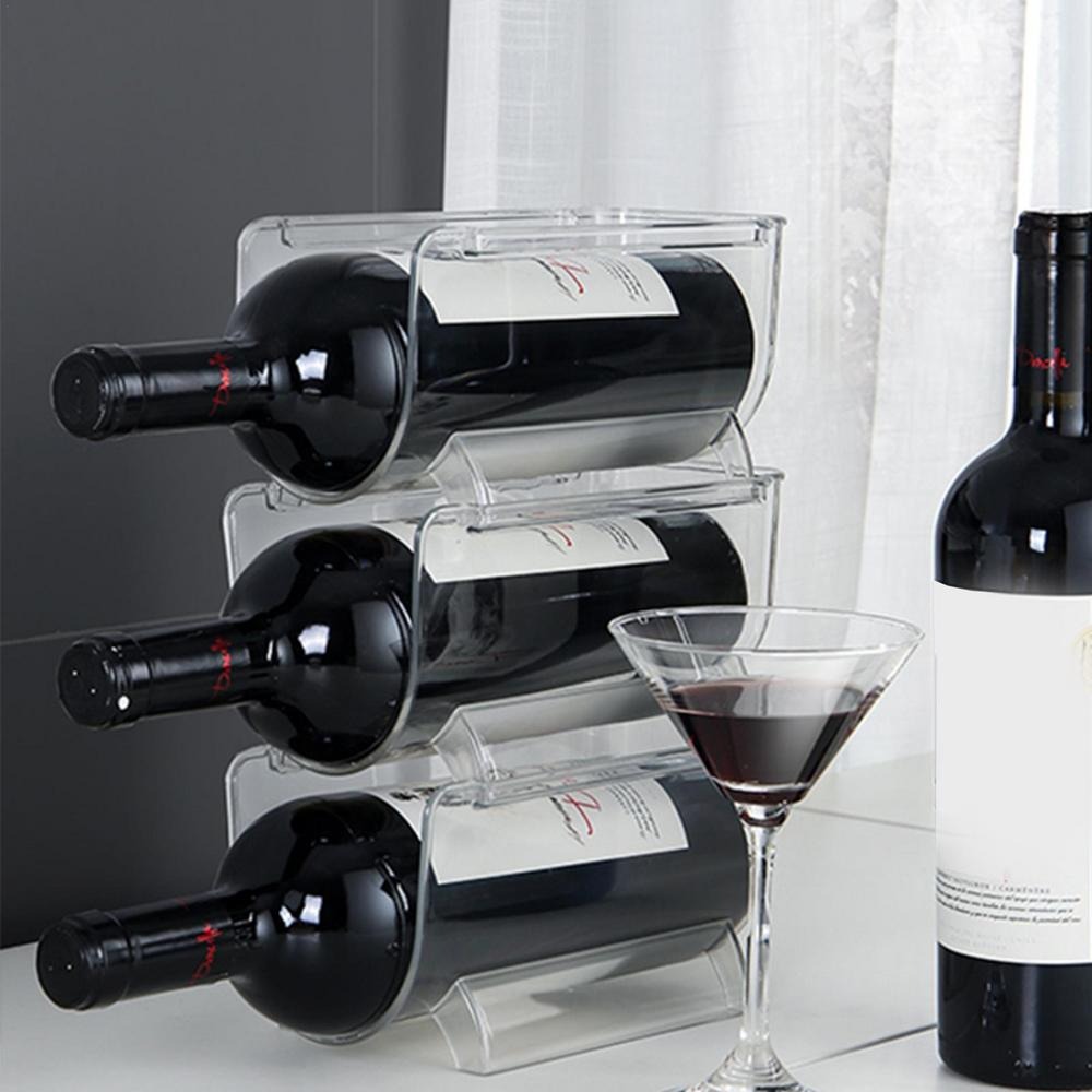 /2/3 Gird Transparent Bottles Display Shelf Stackable Multifunctional Non Slip Bottle Organizer Display Stand Bottle Storage Rack Red Shelf