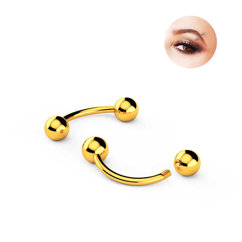 【Good sharing!】Direct selling puncture jewelry 316L stainless steel bent rod two round ball eyebrow nail perforated earring navel nipple