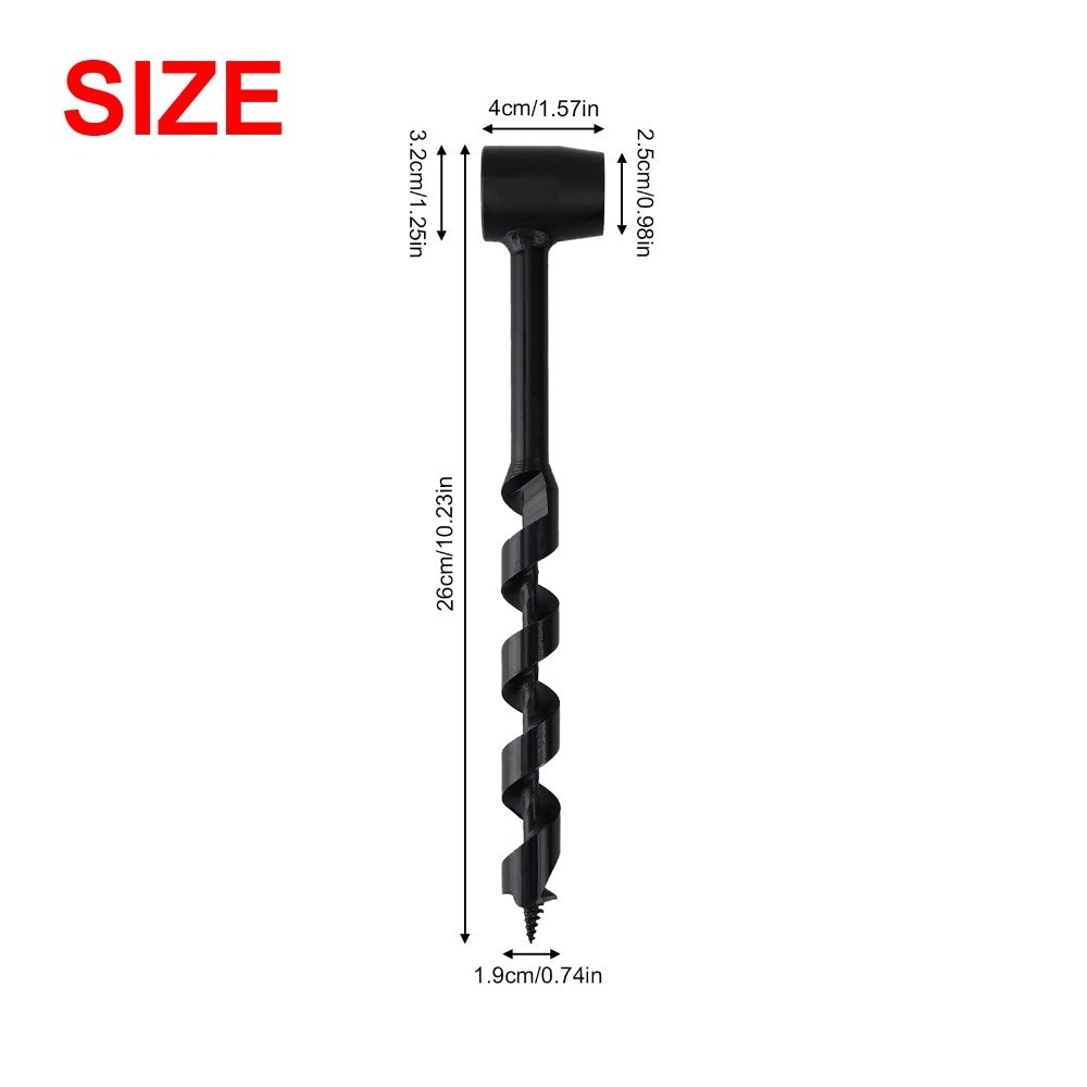 Durable Black Color Manual Auger Drill Light Weight High Hardness Survival Drill Bit 10-230mm Portable Design Bushcraft Drill Tool For Wilderness
