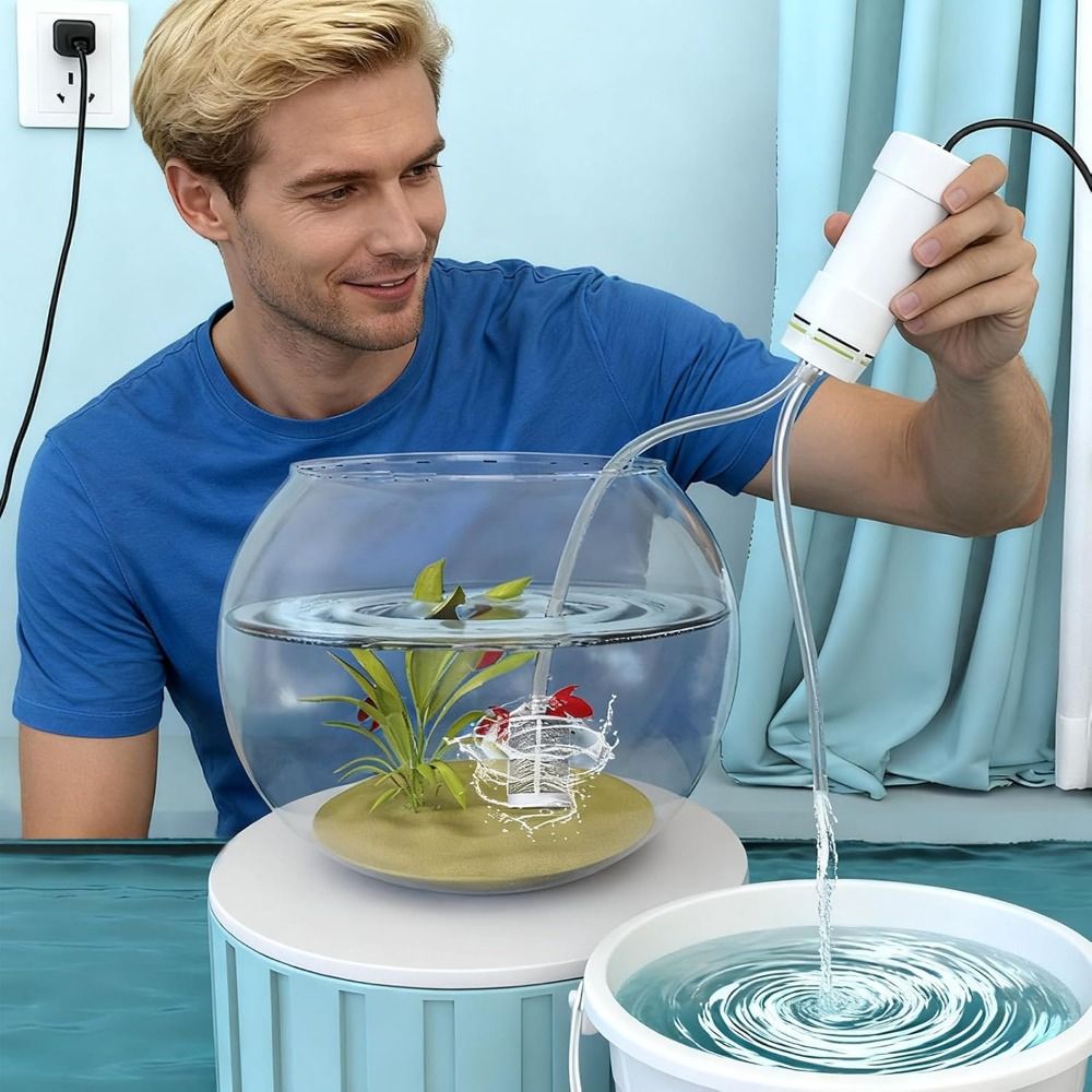Drain Pump Portable Fish Water Changer Mini Mute Siphon Pump Powered Electric Suction Drainer Aquarium Water Change Tool