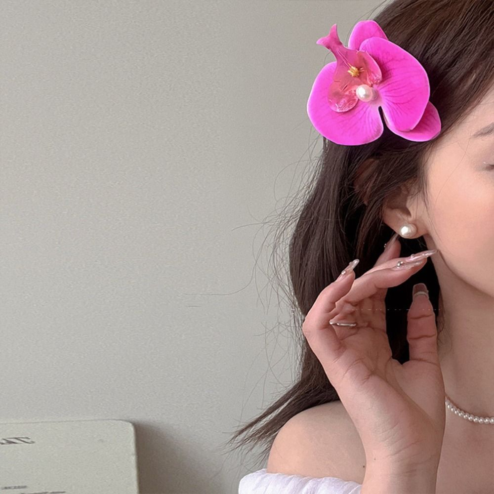 Simple Cloth Flower Hair Clip Butterfly Orchid Orchid Flower Hairpin Headdress Female Hair Accessories Girl Hair Clip Beach