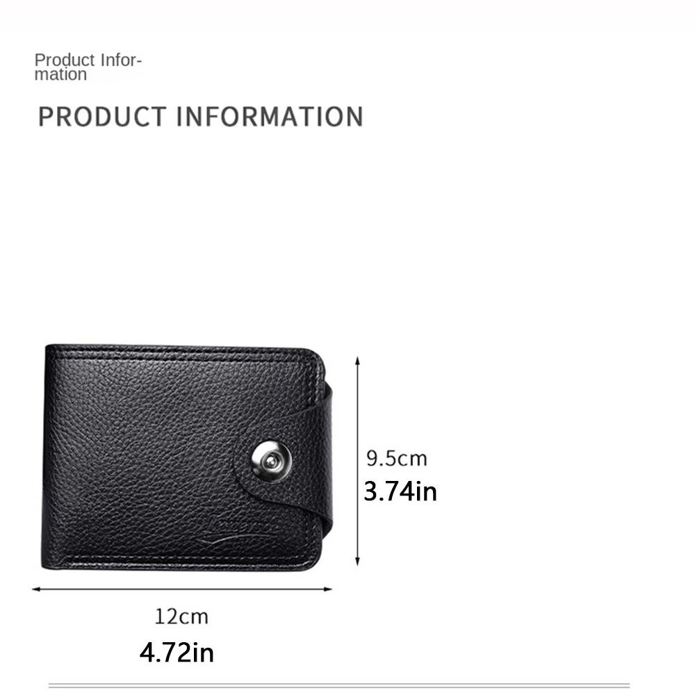Fashion Waterproof Two Fold Purse Solid Color Multi-position Men's Magnetic Buckle Purse Soft Durable Card Wallet Daily Use