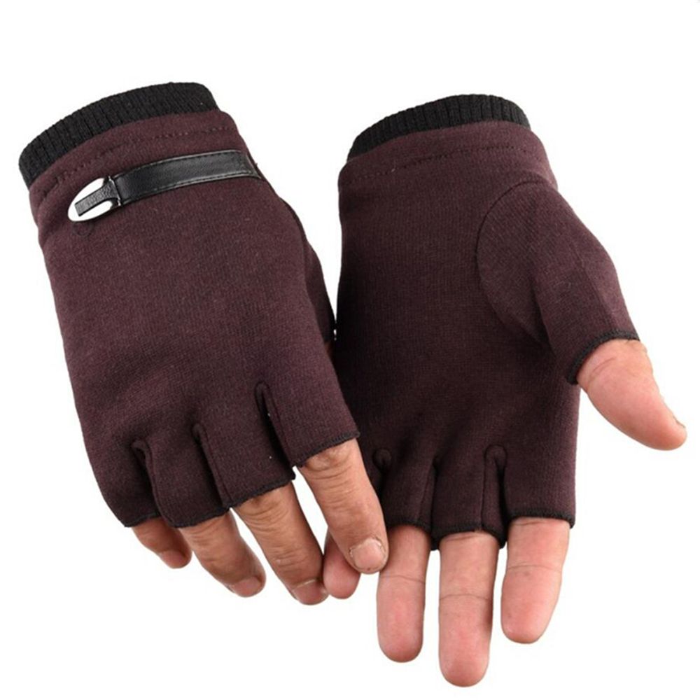 Soft Durable Suede Half Finger Non-slip Anti-sweat Autumn Winter Gloves Men Cycling Gloves Road Bike Gloves Outdoor Sports Gloves