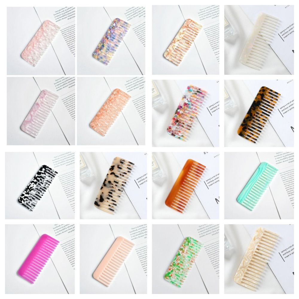 Hair Accessories Wide Acetate Hair Combs Anti-static Traveling Massage Hair Brush Fashion Barber Colorful Hairdressing Comb Women