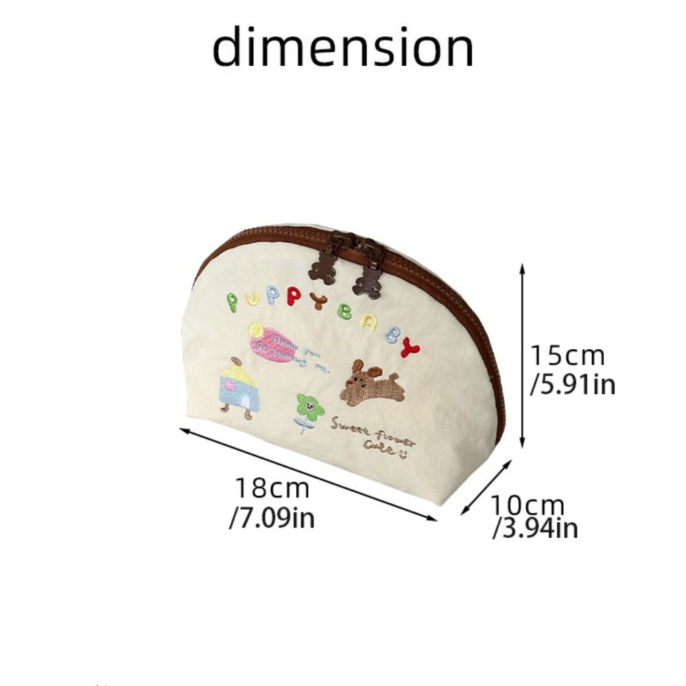Makeup Pocket Cartoon Embroidery Cosmetic Bag Cloth Portable Nylon Makeup Bag Animals Large Capacity Skincare Storage Bag Girls