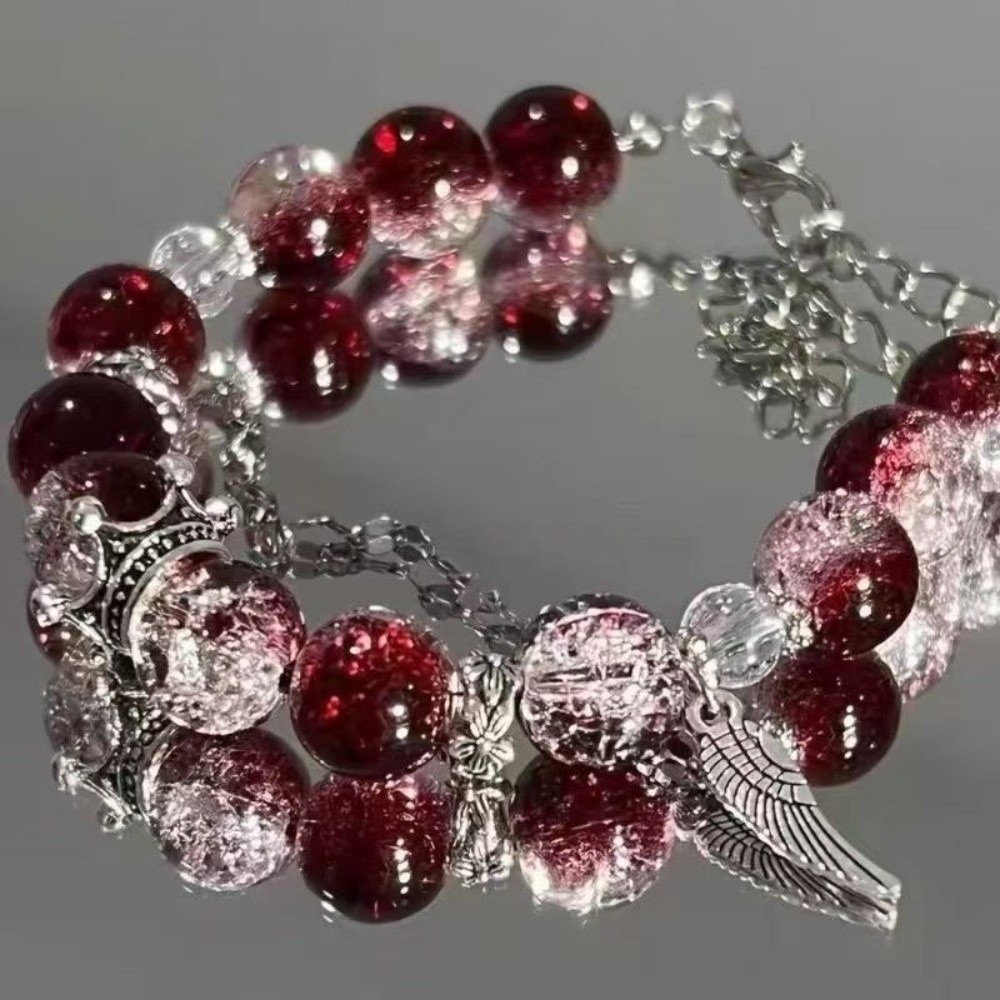 New Feather Pendant Beaded Bracelet Adjustable Length Handmade Bead Bracelets Chinese Style Butterfly Handchain for Girls Women