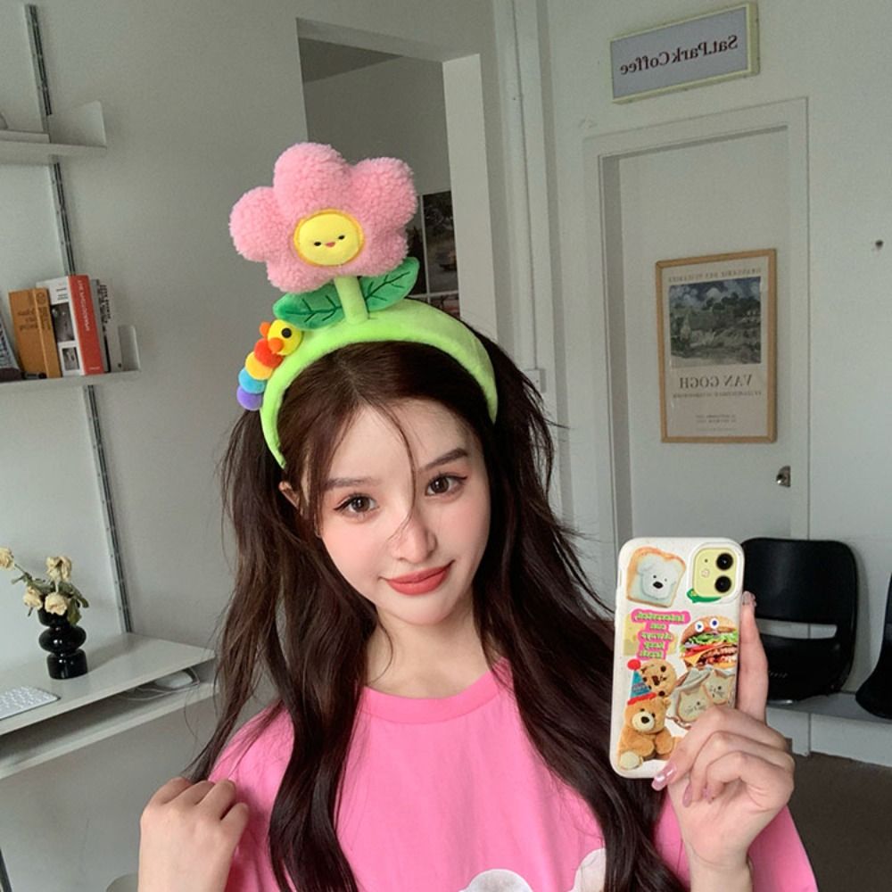 Cute Cartoon Flowers Headband Bean Sprout Cloth Plush Flower Hair Hoop Tulip Hair Accessories Photograph