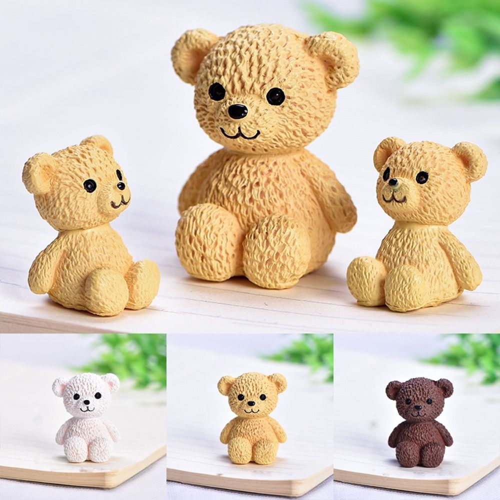 Creative Cute Miniature Bear Figurines Mini Funny Cartoon Animal Statue Handmade Plastic Bear Ornament Garden