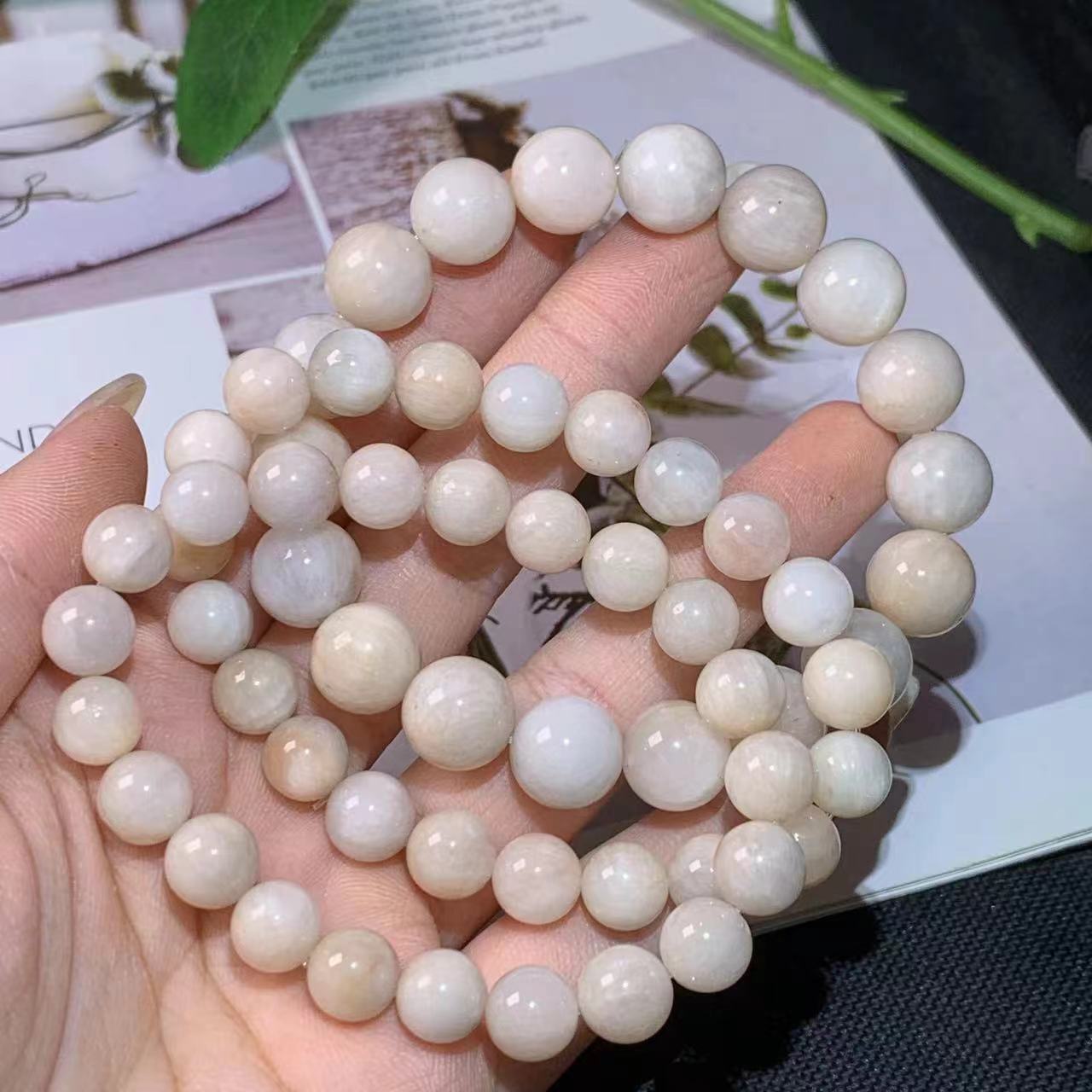 【New Arrivals】Natural Rabbit Fur Wafer Bead Bracelet Single Circle Bracelet Crystal Full Men's and Women's Bracelet DIY Jewelry