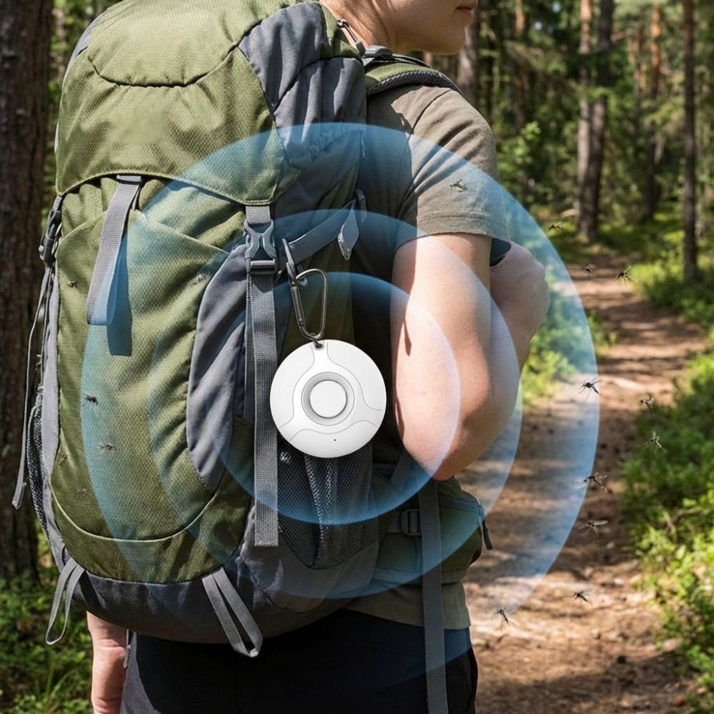 Household Electronic Portable Ultrasonic Pest Mini Rechargeable Outdoor Pest ControI Round/Triangle with Mountaineering Buckle Mosquito Repeller Pet Collar