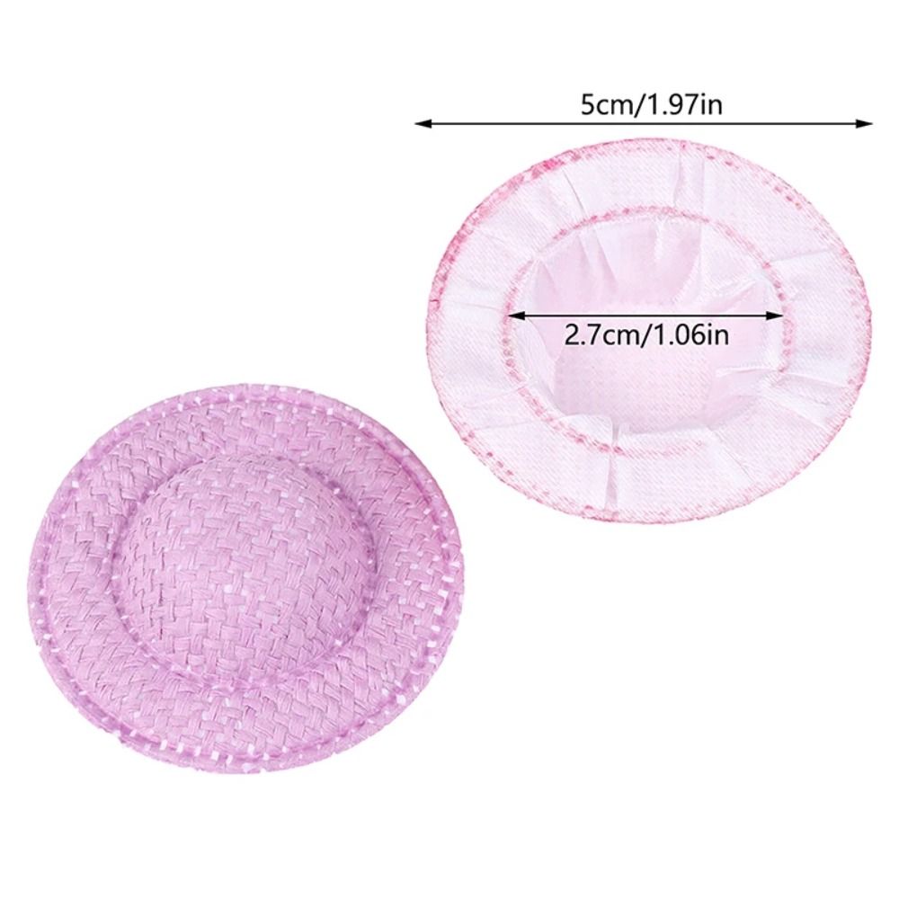 5PCS Fashion Soft Cloth Doll Straw Hat Decoration Ornament Mini Doll Sun Cap 5cm Cute Miniature Straw Hat Toy Children's Toys