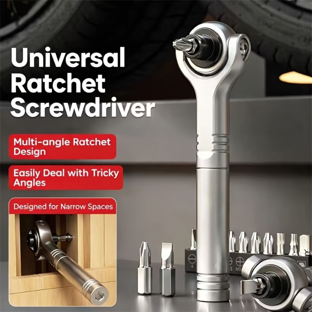 Universal Dual-purpose Ratchet Wrench Socket 270° Adjustable Magnetic Screwdriver Bit Forward and Reverse High Speed Screwdriver Repair Tool