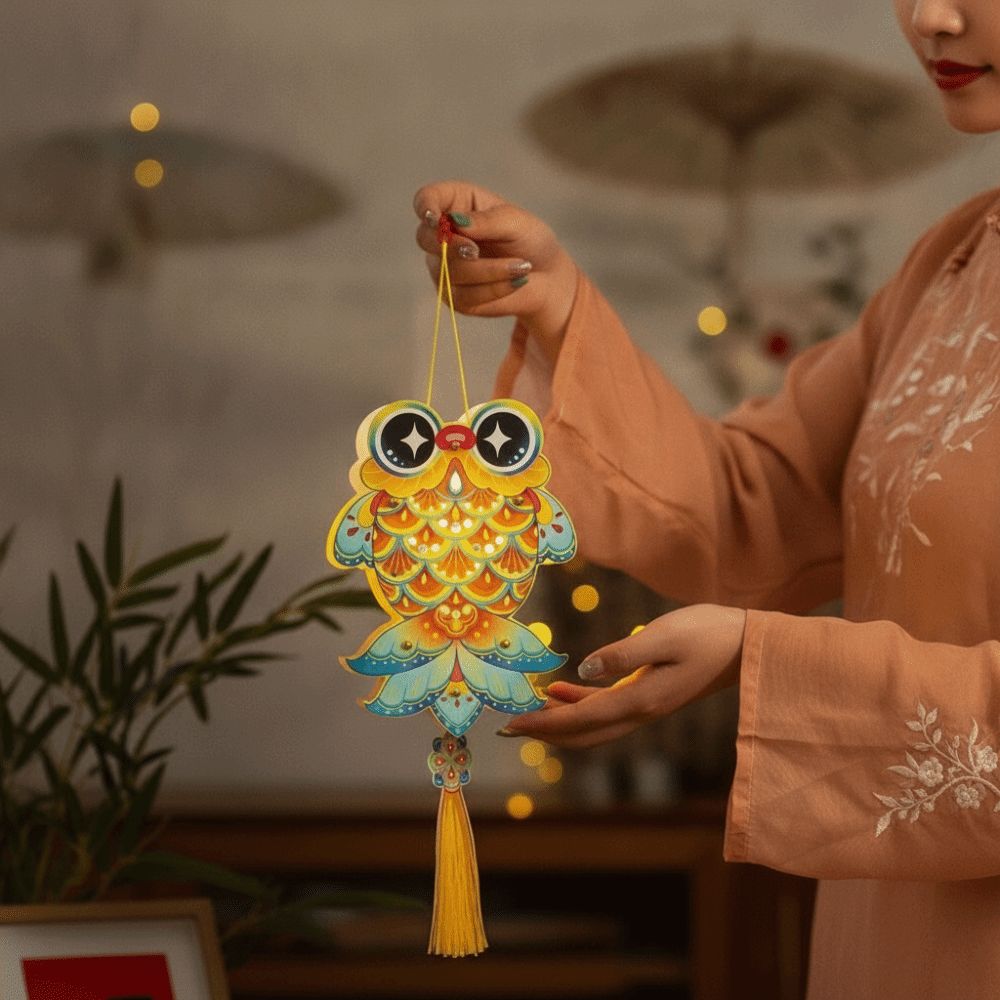 Festival Hanging Decor LED Glow DIY Paper Lantern Handmade Battery Glowing Rabbit Light Vintage 3D Paper Chinese Flower Lamp Festival