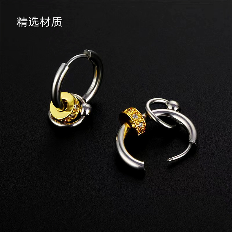 【Top Picks】New titanium steel earrings trendy creative ring accessories without ear hole trendy men's ear clip fashion personality men's ear accessories