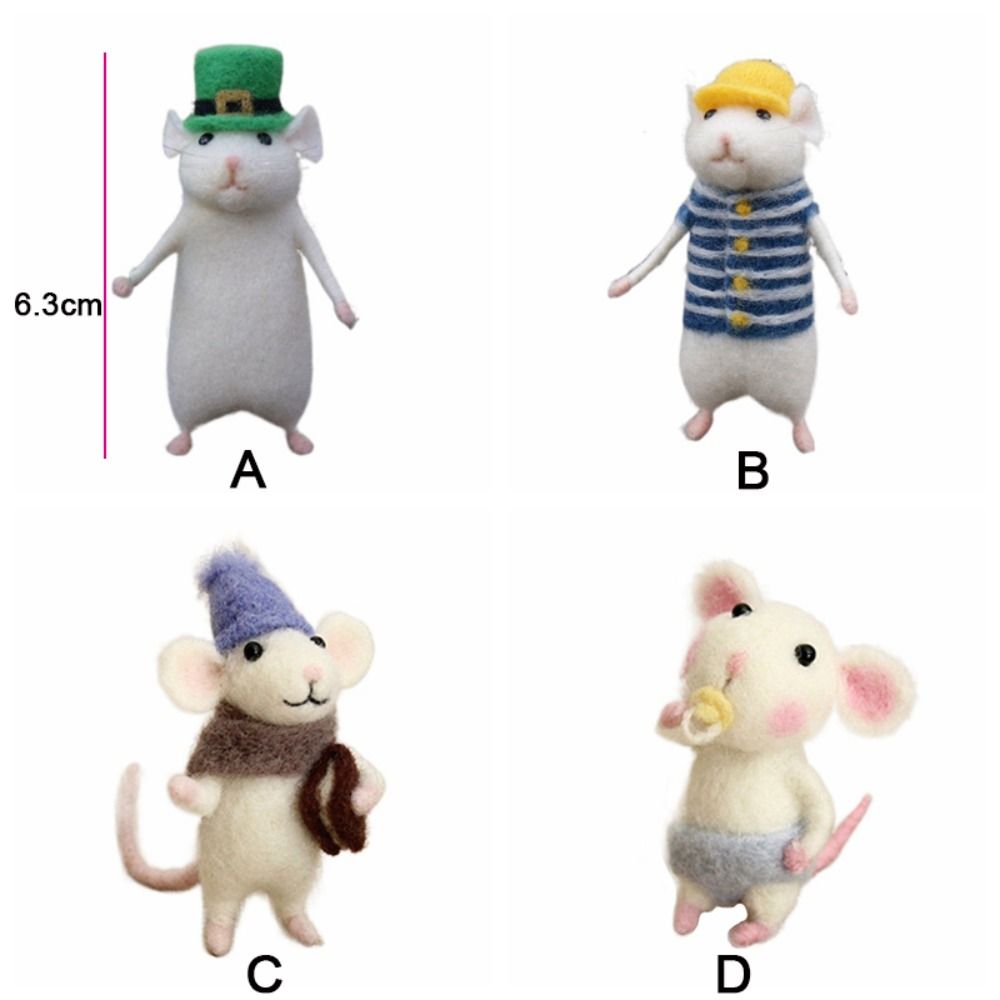 Gifts Unfinished Mouse Wool Felt Kit Mice Cute Mouse Needle Felting Kit DIY Handmade Felt Material Kit Beginners