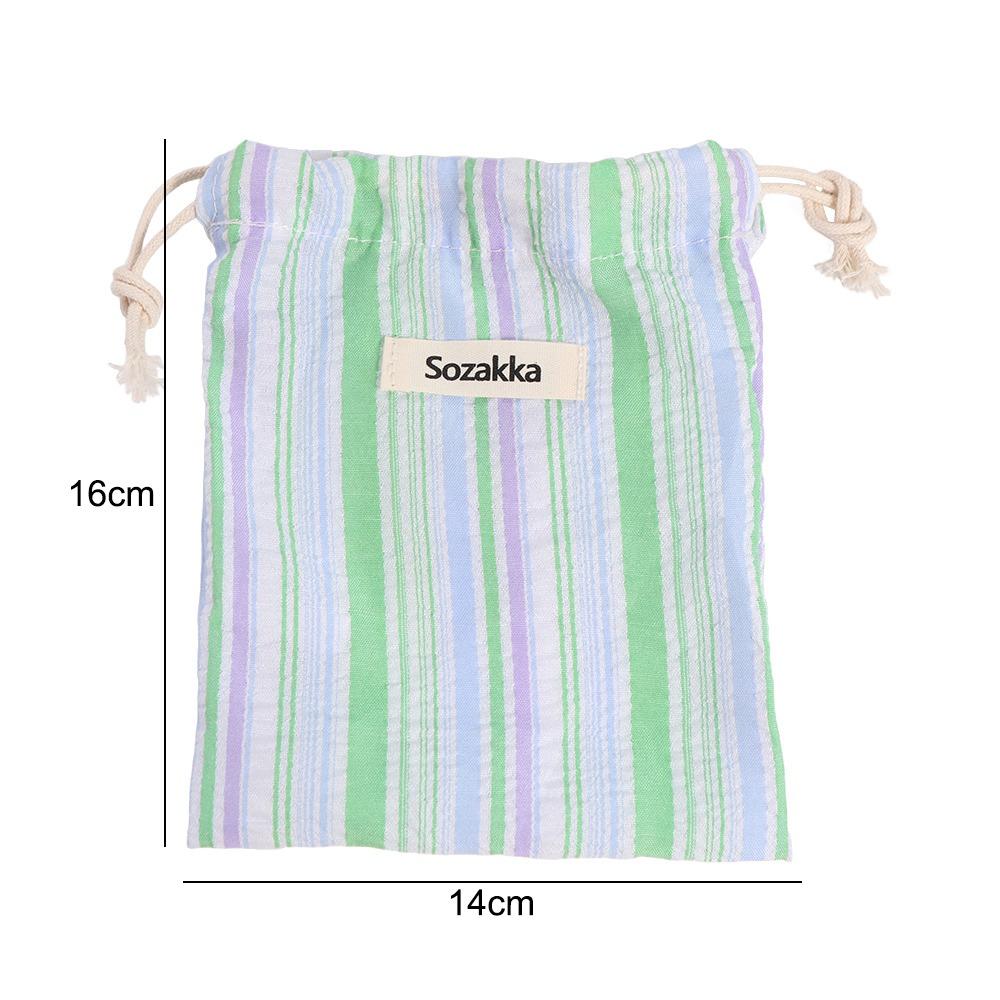 Portable Change Bag Stripe Drawstring Storage Bag Coin Purse Packing Bag Makeup Bag Small Storage Bag Canvas Cosmetics Bag Travel