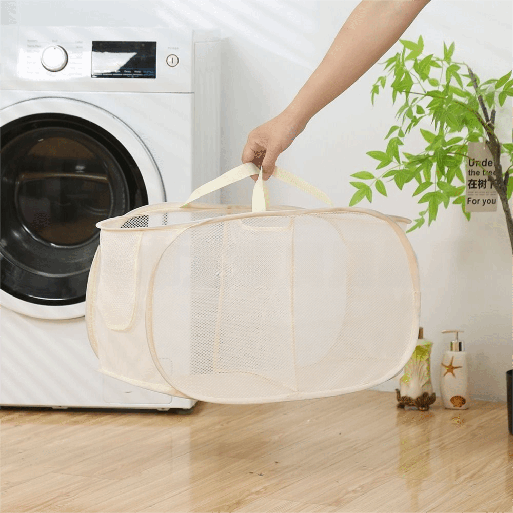 New Mesh Fabric Storage Basket 6 Colors Foldable Foldable Basket Household Storage Box Bathroom