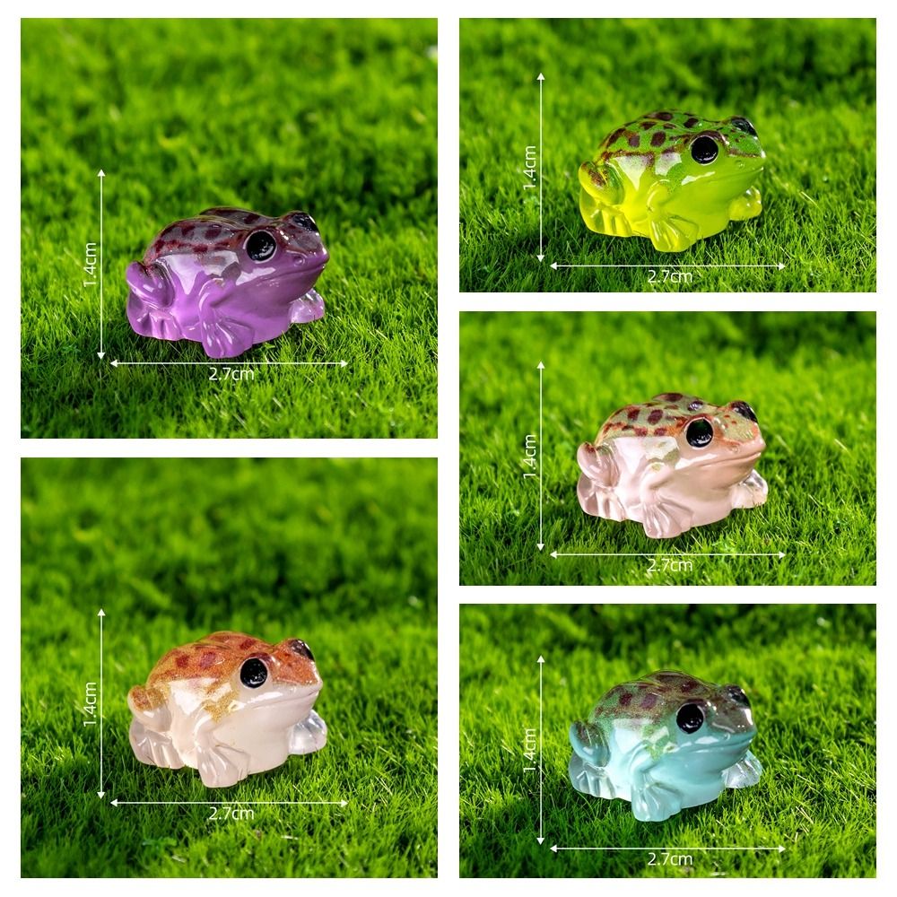 10pcs Creative Cartoon Luminous Frogs Figurines Miniatures Cute Resin Crafts Mini Frog Ornament DIY Decor Glow in The Dark Small Toad Model Home Room Desk Decor