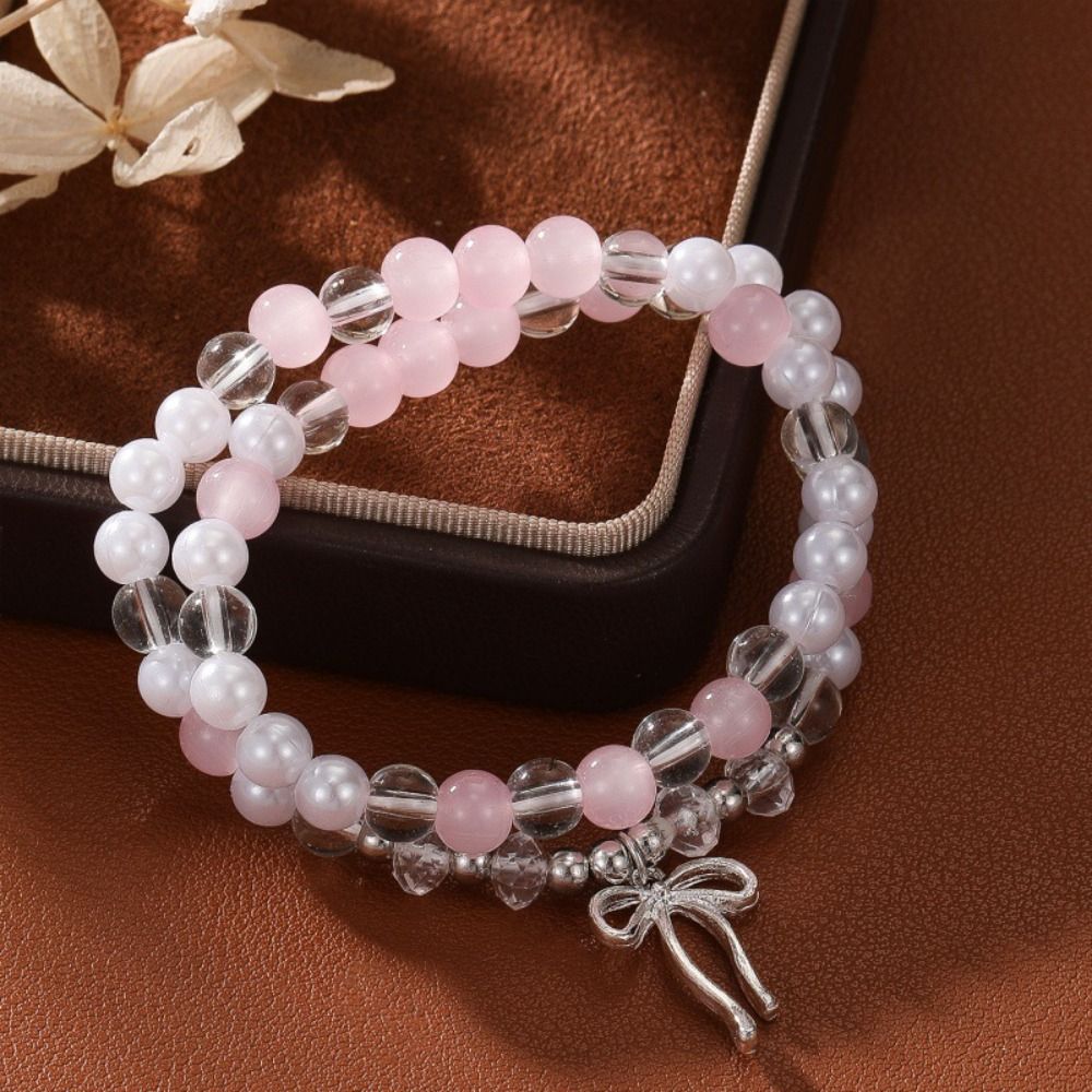 New Artificial Pearl Double Layer Bracelet Light Luxury Charm Vintage Bracelet Hand Chain Chain Bracelets for Women Girls