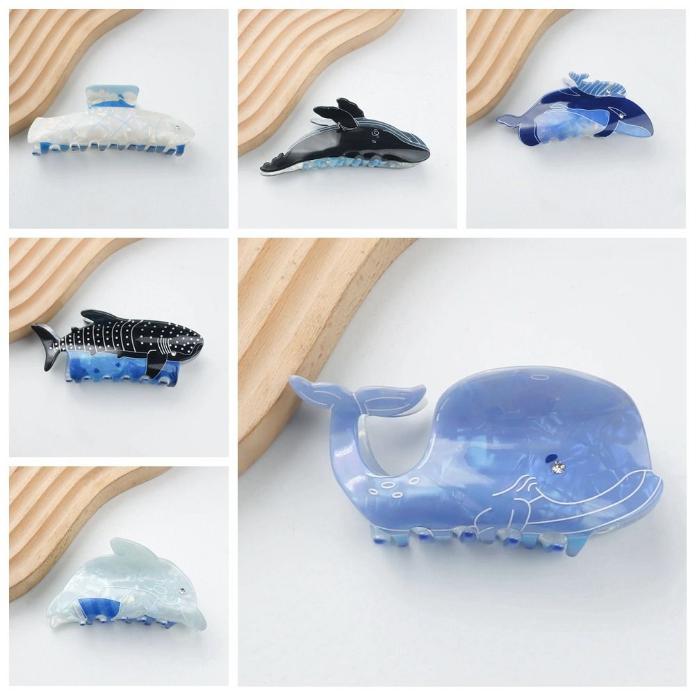 Cute Blue Sea Creature Animal Hair Claw Fish Cartoon Dolphin Hair Clip Grab Clip Whale Girl