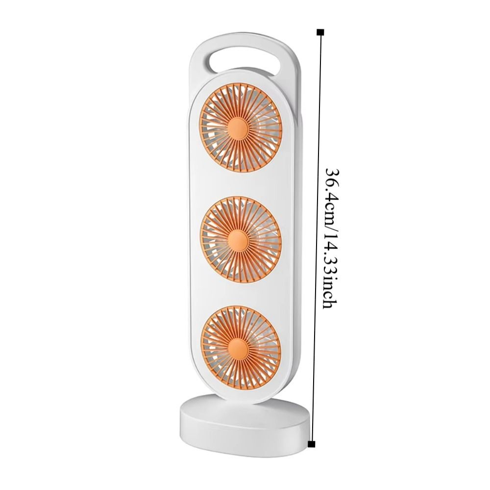 Silent 3-Head Desktop Fan Long Battery Life Type-C Portable Cooling Fan 3 Speed Settings Triple Turbine Design Turbine Desktop Fan Office