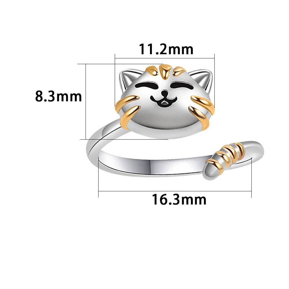 Durable Adjustable Fidget Spinner Rings Cute Cartoon Cat Kitten Rings Open Metal Rotate Freely Ring Women Girls