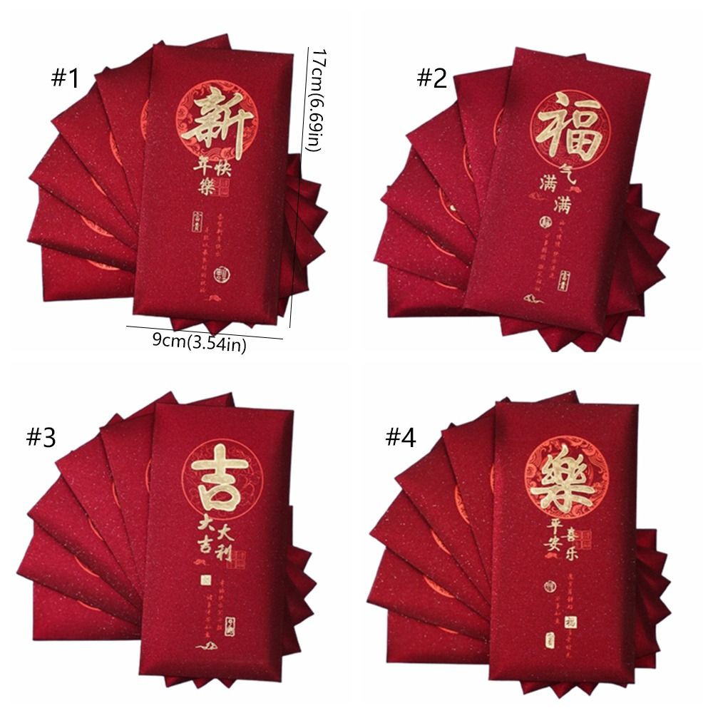 6pcs Gifts Packing Bags Chinese Style New Year Red Envelopes Traditional Blessing 2025 Money Bags Hongbao Red Packet Bonus