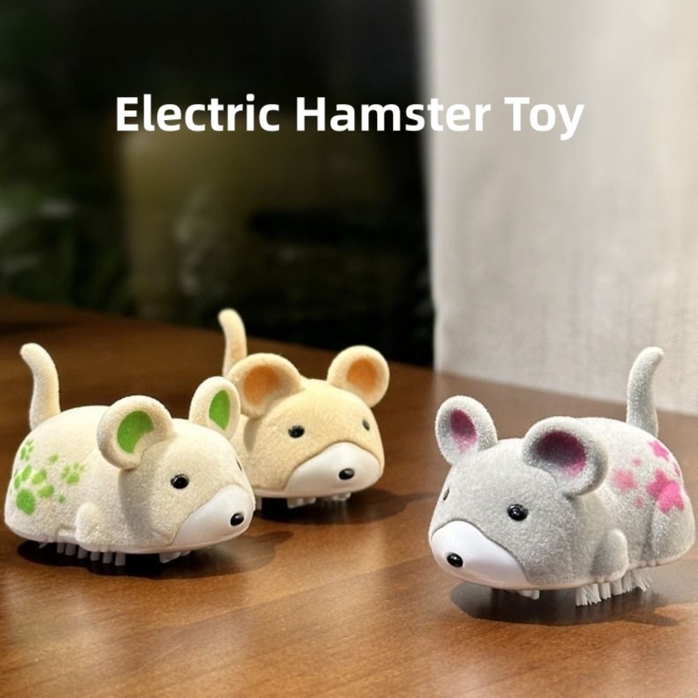 New Simulated Electric Hamster Toy Plush Boredom Relief Cat Chasing Toy Plastic Battery-powered Cat Teasing Stick Indoor Play