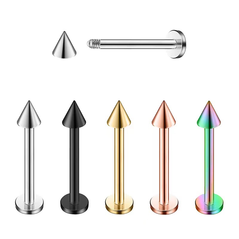 【New arrival】Piercing Jewelry Umbilical Ring Tongue Nail Eyebrow Ring Lip Nail Titanium Plated Gold Piercing Taper