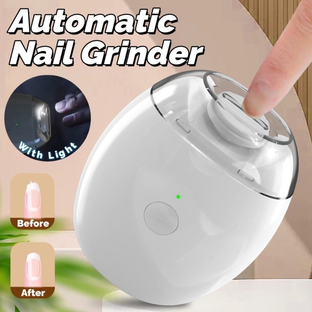 Manicure Tools with LED Lamp Electric Nail Clipper Cutter Mini Size Precision Automatic Nail Grinder Safe Rechargeable Nail Trimmer Household Use