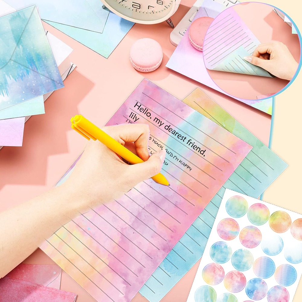 160pcs Romantic Watercolor Letter Paper and Envelope Set DIY Postcards Invitation Card Stationery Writing Paper Artistic Design Vintage Greeting Cards Celebration