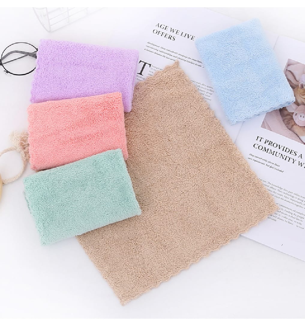1 Piece Coral Fleece Towel/Super Soft Handkerchief Multicolor