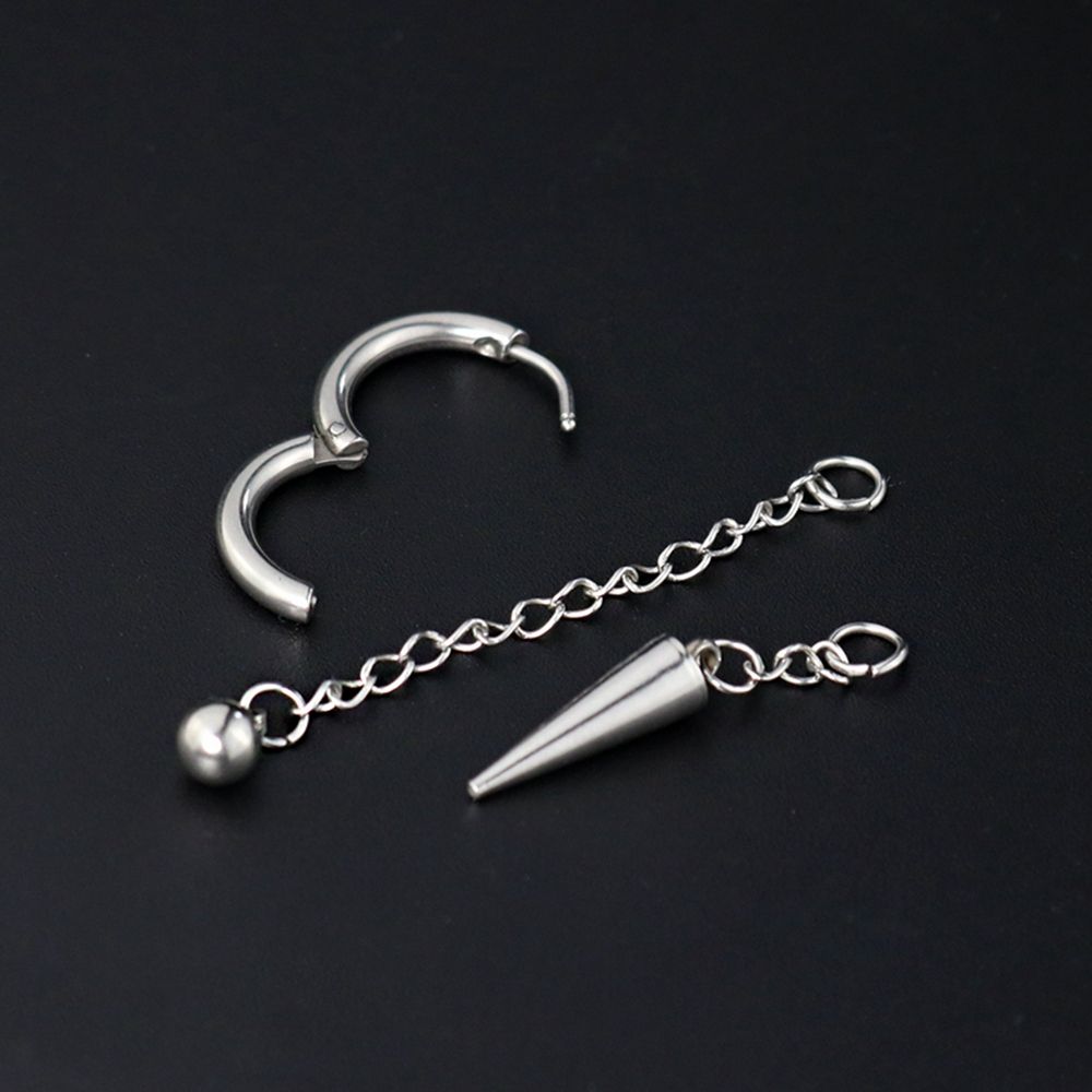 Cool Creative Women Round Stars Tassel Stainless Steel Men Hoop Earrings Earrings Ear Studs