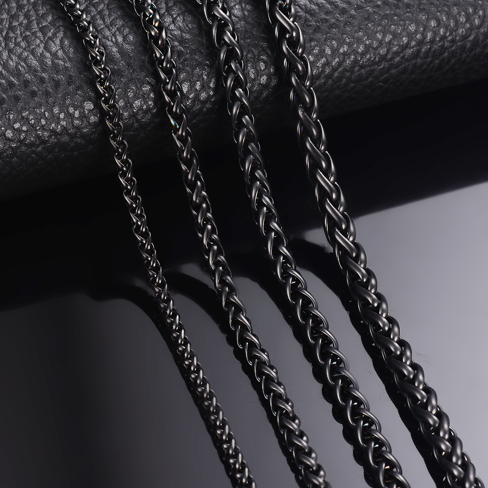 1 piece 3mm/4mm/5mm/6mm Black Color Keel Link Chain Necklace For Stainless Steel Chain