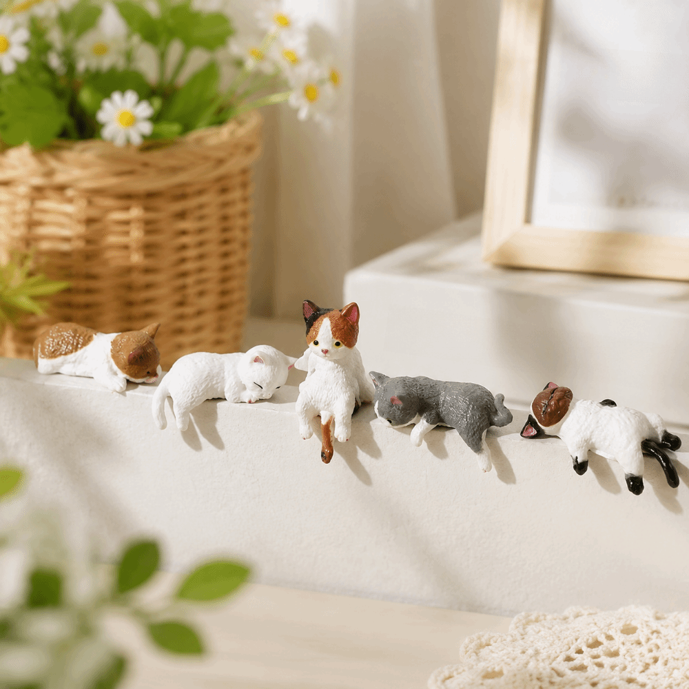 4/5pcs Gift Cute Kitten Decoration Small Figurine Funny Style Cat Ornament Mini Landscape Cat Edge Decoration Desk Shelf