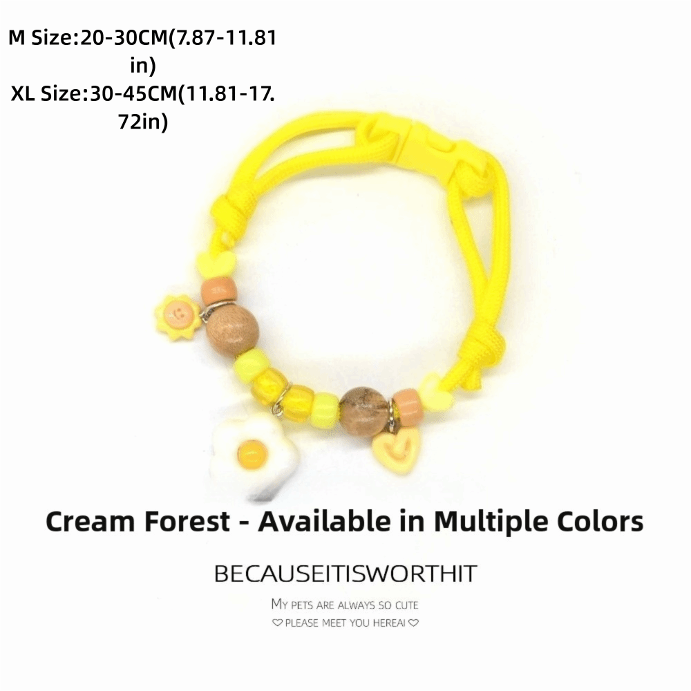 Sweet Adjustable Pet External Deworming Collar Macaron Color Cute Design Adjustable Cat/Dog Pet Collar Safe Natural Material Flea-Repelling Collar 7.87-11.81in/11.81-17.72in