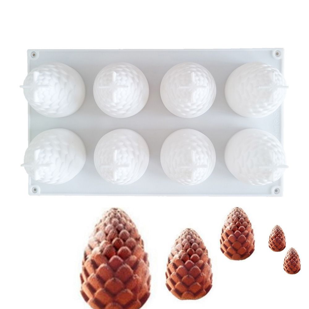 8 Cavity 3D Food Grade Gift Silicone Cake Tools Pine Cone Mould Christmas Decor Cupcake DIY Resin Mold
