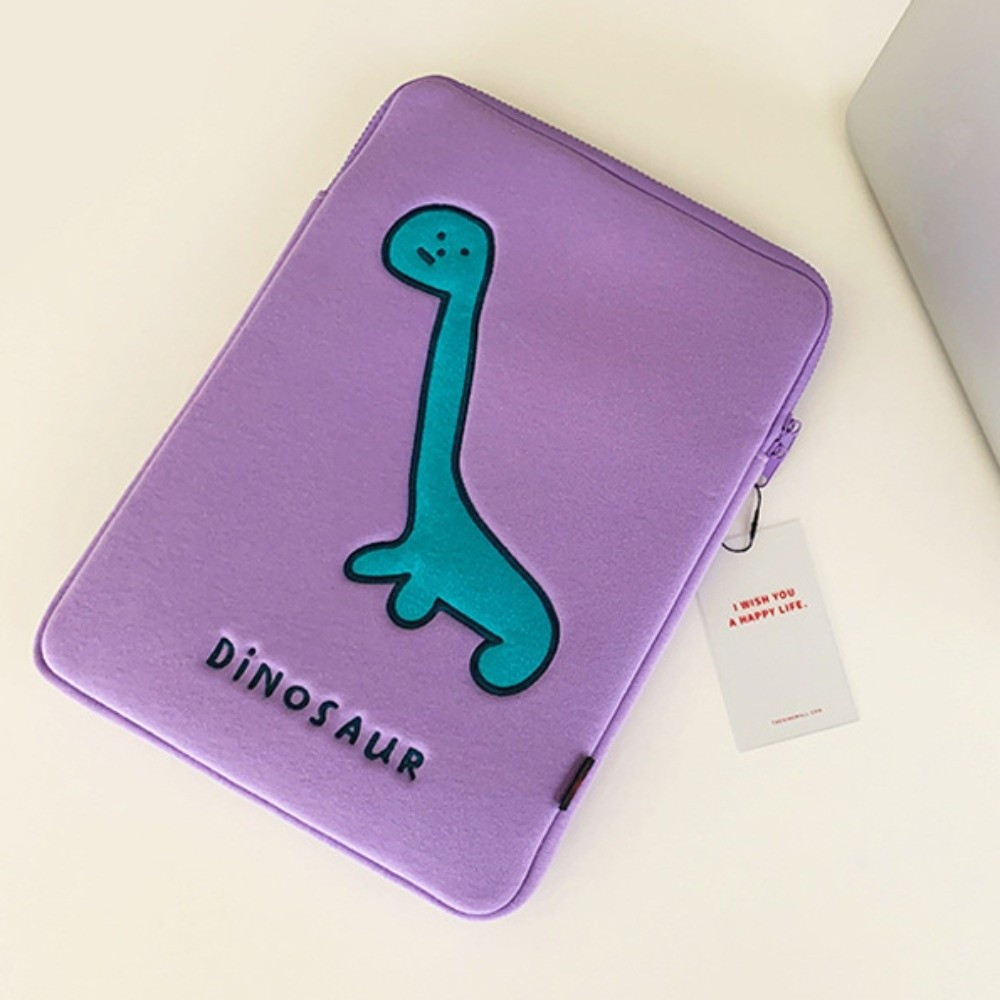 Wear Resistant Dinosaur Cartoon Laptop Bag Purple Sweet Tablet Sleeve Bag Kawaii Shockproof Girl Computer Bag Girls/Lady/Women